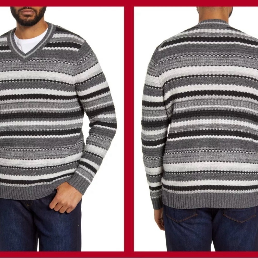 Tommy Bahama Wave Shoal Mens V Neck Sweater Cashmere Lambswool Cotton Knit Sz XL